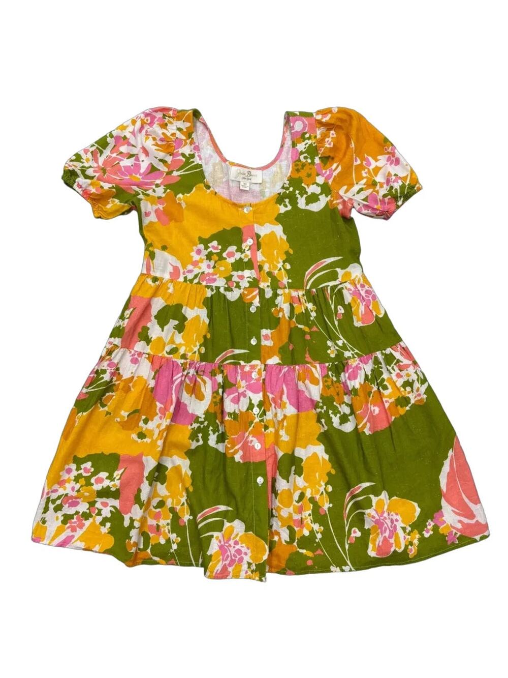 Julie Brown New York Floral Tiered Puff Sleeve Mini Dress with Pockets